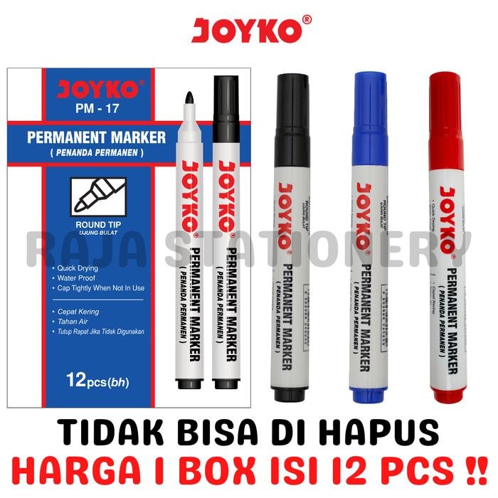 

New JOYKO PERMANENT MARKER ROUND TIP BLACK BLUE RED / SPIDOL PERMANEN JOYKO PENANDA HITAM BIRU MERAH