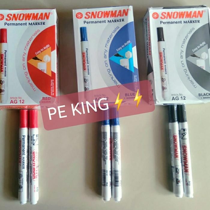 

New Spidol Permanent Marker Snowman AG 12 AG-12 AG12 Permanen Kirim Kilat