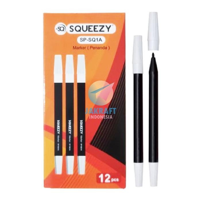 

New (12 Pcs) Spidol Warna Kecil SQUEEZY SP-SQ1A Hitam Black / SP-SQ1B Biru Blue / SP-SQ1C Merah Red