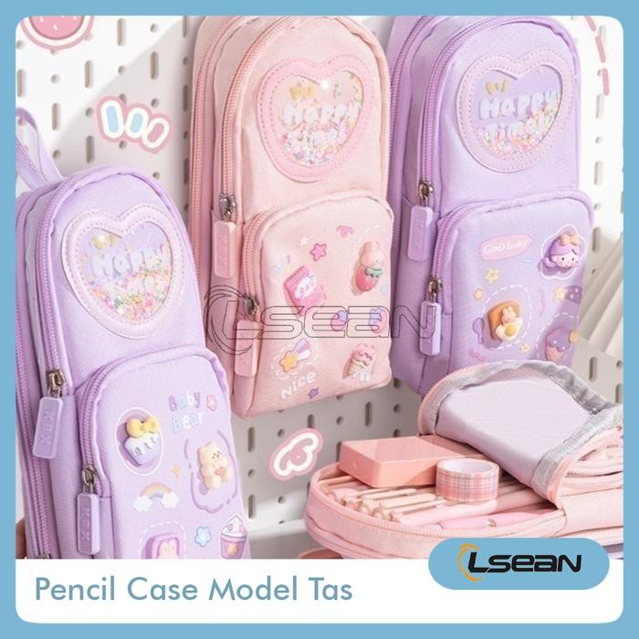 

New PENCIL CASE HIASAN GLITTER KARAKTER 3D MODEL TAS LUCU KOREA KAPASITAS BESAR Stationery