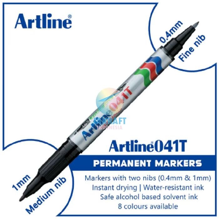 

New (1 Pcs) Spidol Permanen Kecil ARTLINE 2 in 1 Permanent Marker EK-041T Anti Air 0.4 & 1.0 mm
