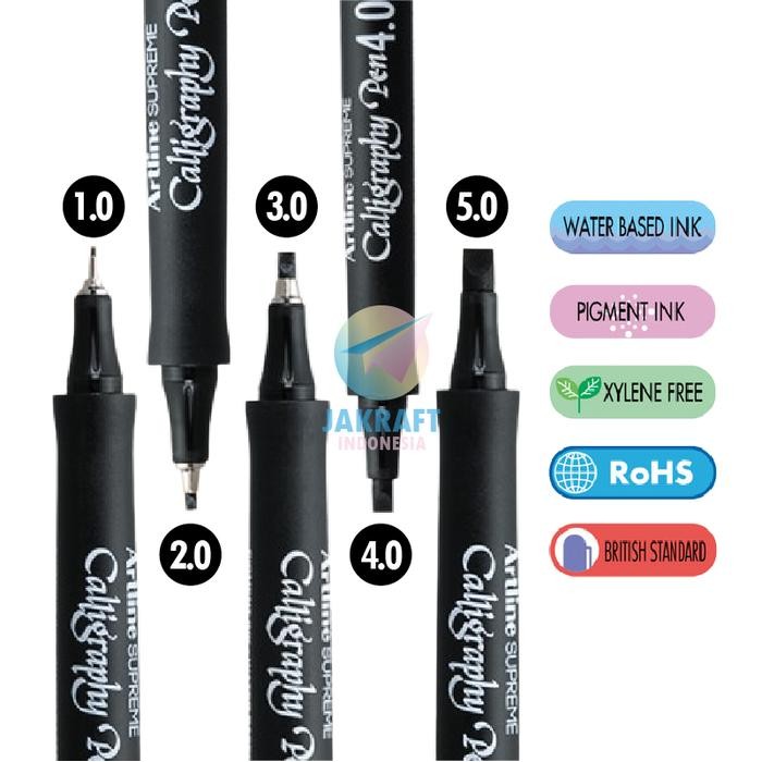 

New (1 Pcs) Pulpen Kaligrafi ARTLINE Supreme Flat Style Calligraphy Pen Water Resistant & Fadeproof
