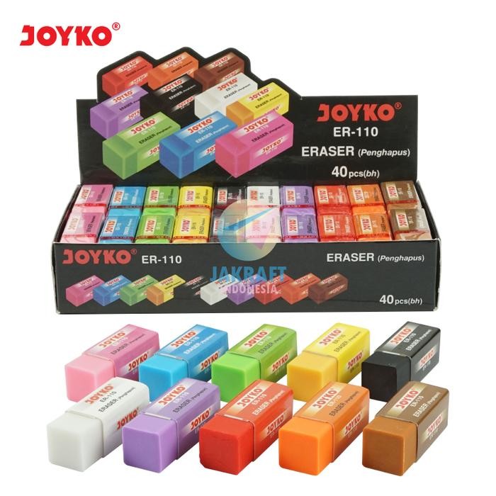 

New (40 Pcs) GROSIR Penghapus Pensil Pelangi JOYKO ER-110 Color 10 Warna Warni Fancy Eraser Super