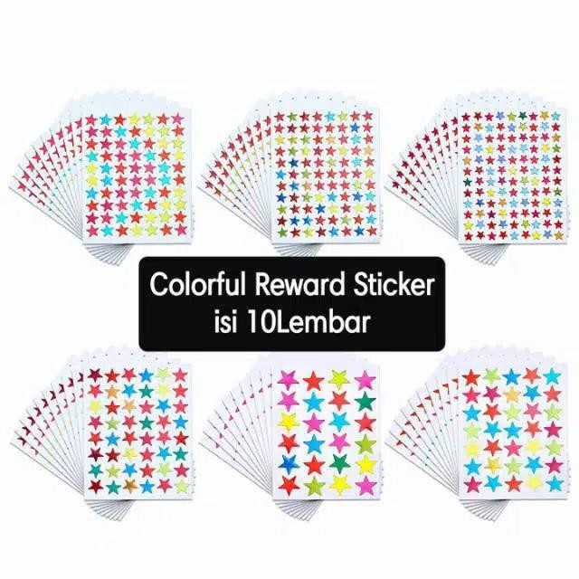 

New Reward Sticker Colorful Sticker Bintang 10 lembar/set Kids Stiker