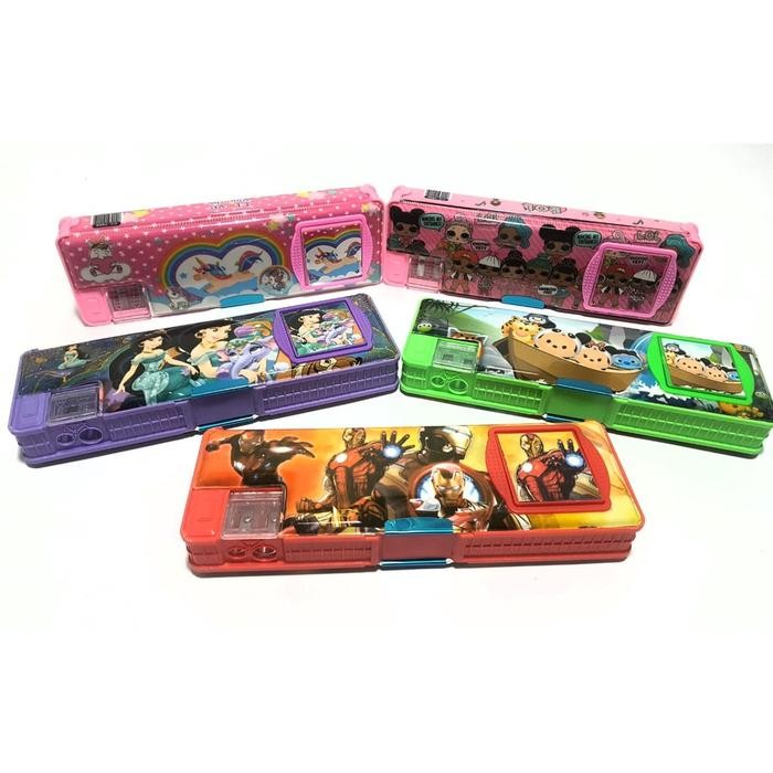 

New Harga Grosir ( 1pcs ) Kotak pensil Motif +Kalkulator Dan Serutan Pensil