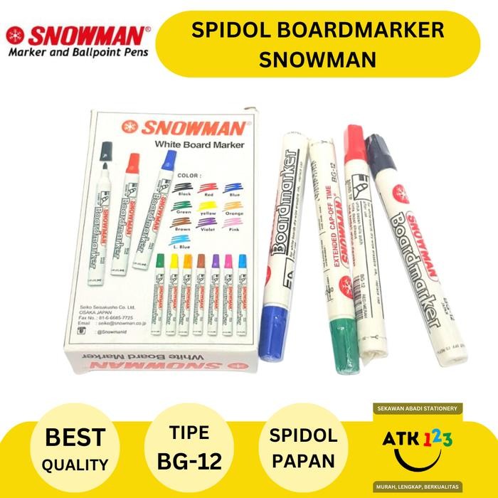 

New Spidol Whiteboard Boardmarker Spidol Papan Tulis Snowman BG-12
