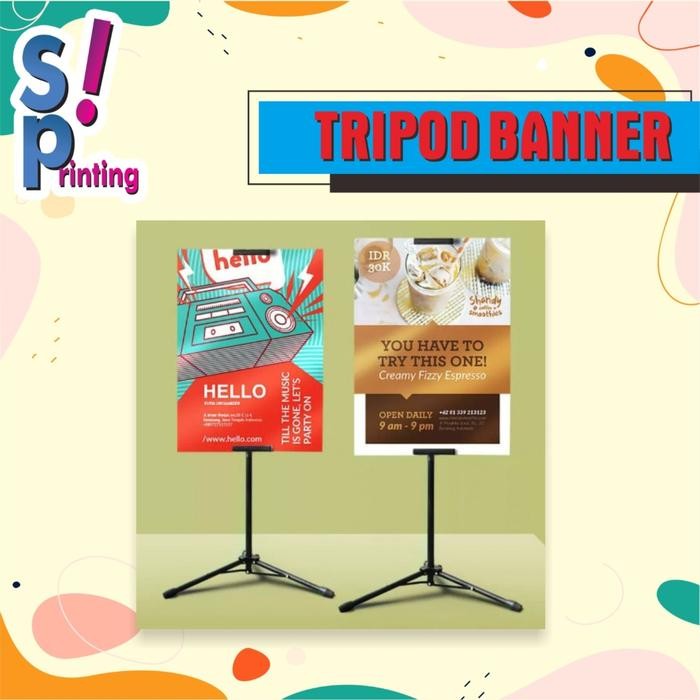 

New tripod banner komplit plus cetak, infra board, dan kaki 60x80