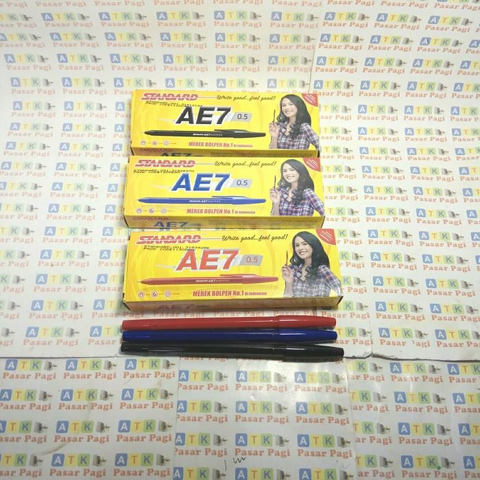 

New pen pulpen standrad AE 7 0.5 hitam merah biru