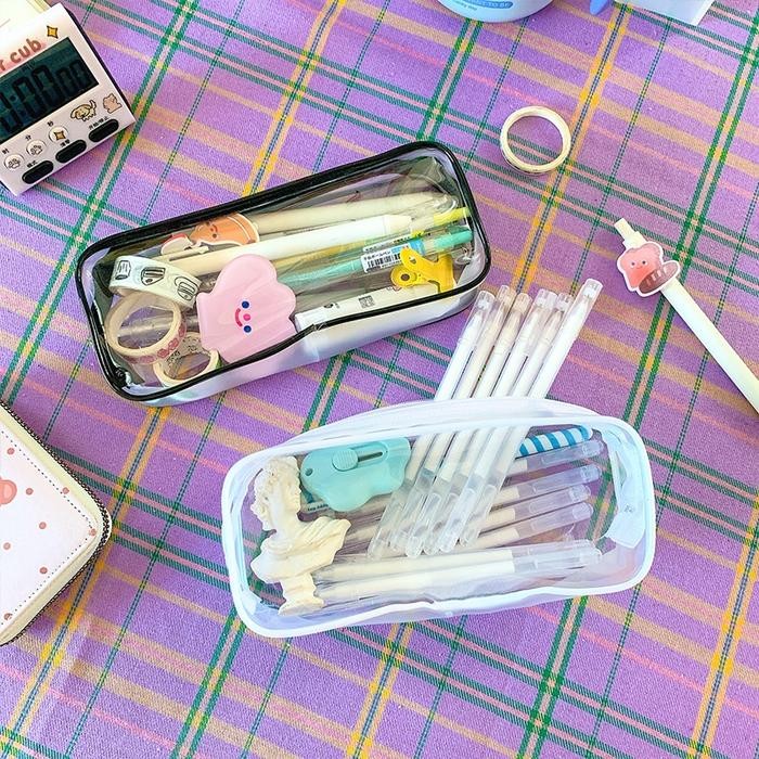 

New Tempat Pensil Transparan Kotak Pensil Lucu Korea Dompet Pouch PVC