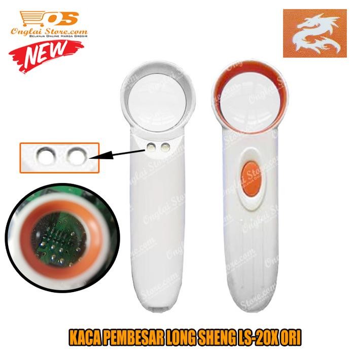 

New Kaca Pembesar LONG SHENG LS 20X Tools Magnifier LS-20X Lampu 2 LED ORI