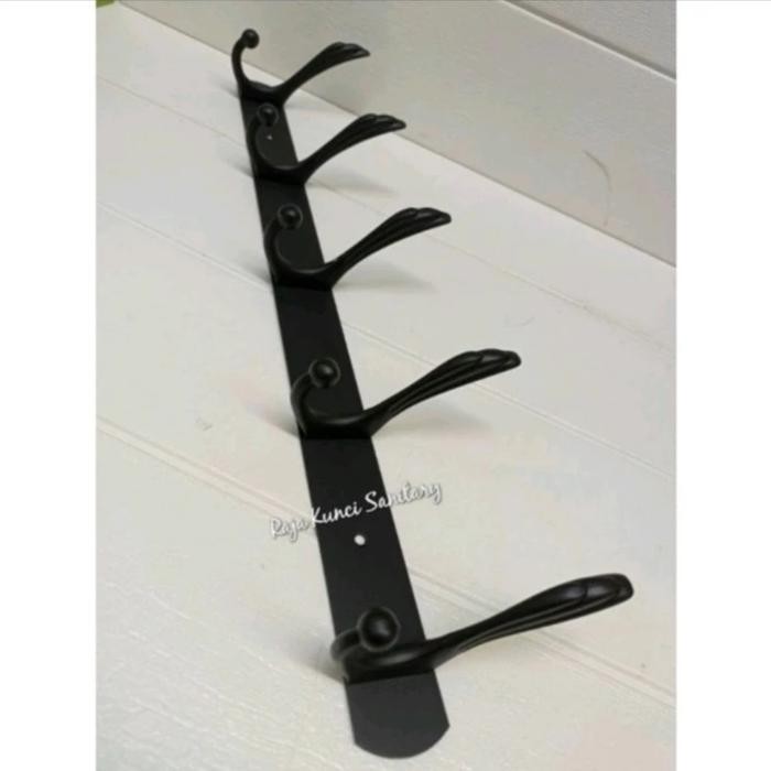 kapstok baju stainless hitam double / gantungan baju dinding hitam