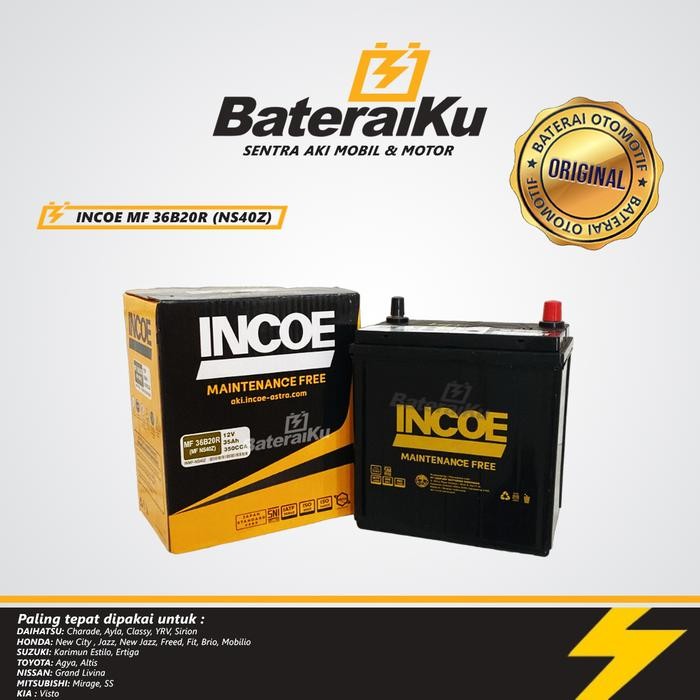 Aki Incoe MF NS40Z Aki Kering Aki Mobil Xenia, Avanza, Terios, Rush, Katana, Carry, Futura