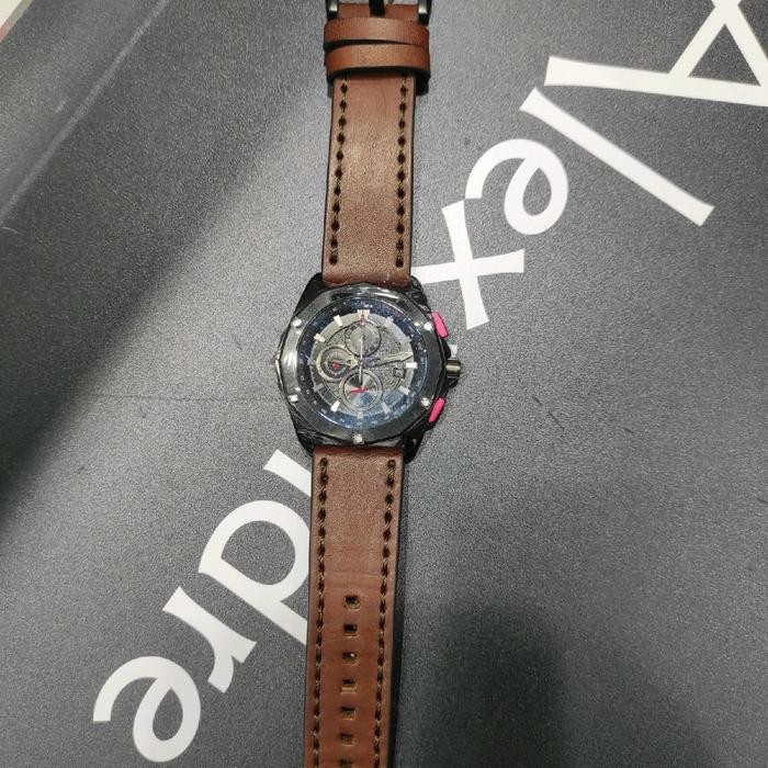 [DUNIA ARLOJI PONTIANAK ]Jam tangan kulit cowok Alexandre christie AC 6663mc Analog Bisnis Kemewahan