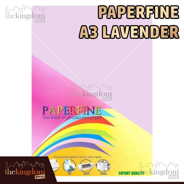 

HOT SALE Paperfine Kertas HVS Warna A3 Lavender Purple Ungu Muda isi 100 Lembar Kode Warna 185