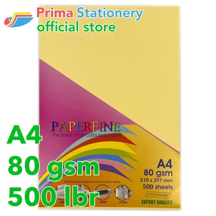 

HOT PROMO Paperfine Kertas HVS Warna A4 IT 115 Canary Rim isi 500 lbr [TC]