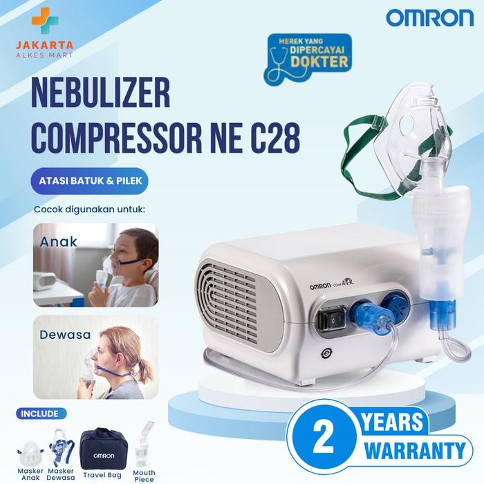 Nebulizer Omron Ne C28 Alat Uap Pernafasan Bayi Anak Dewasa Batuk Flu