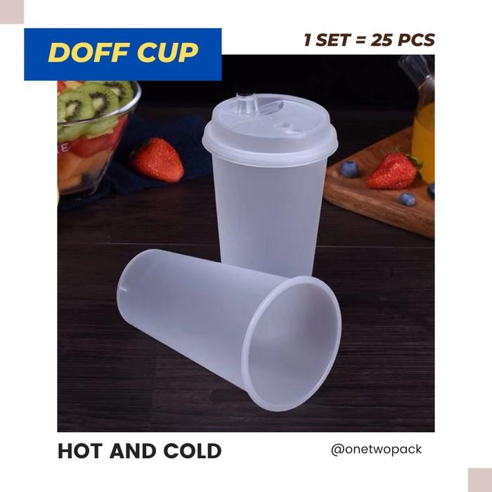[25 Pcs] Gelas Plastik 500Ml Cup Pp Injection Cup Bahan Doff 16Oz Milk Tea Cup