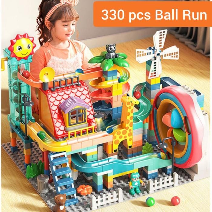 feelo Electric Ball Run Building Blocks mainan balik susun anak feelo slide