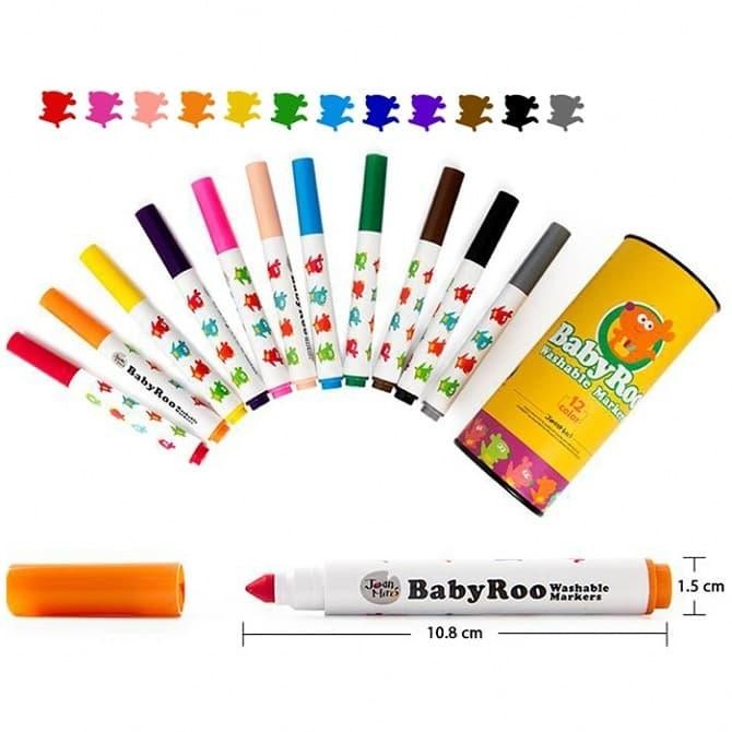 

Joan Miro Babyroo Washable Marker 12 Color Spidol Warna Spidol Anak