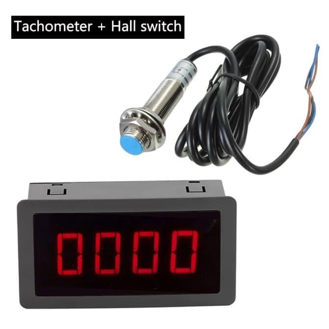 RED LED RPM 4 DIGITAL TACHOMETER RPM METER + NPN HALL PROXIMITY SENSOR
