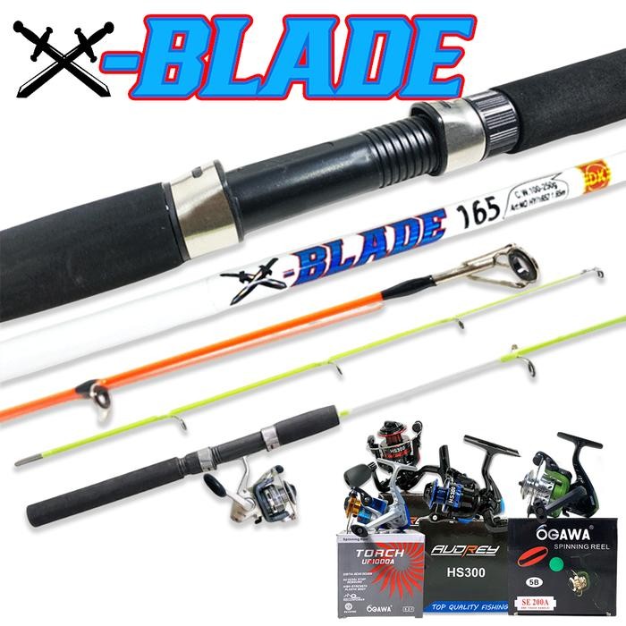Joran Pancing Spinning X Blade Thunder Fiber Nozawa Dan Black Dog Solid Sambung Tengah Cod Gratis
