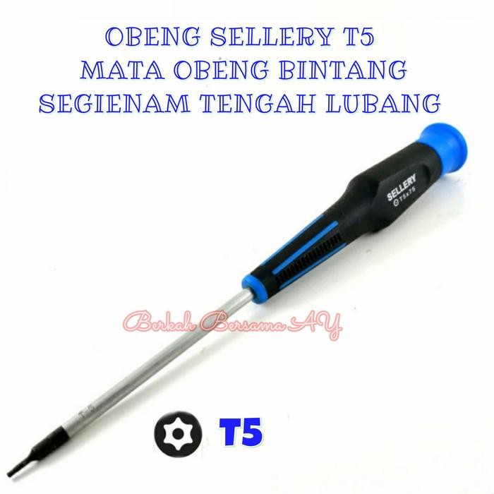 OBENG T5 SELLERY BINTANG 6 / OBENG SEGIENAM LUBANG TENGAH / OBENG HDD