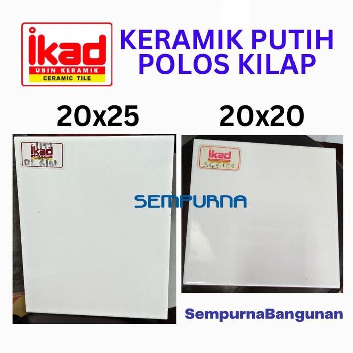(Allthebest) Keramik ubin dinding tembok KW1 putih polos kilap 20x25 20x20 White IKAD SC6101 glossy