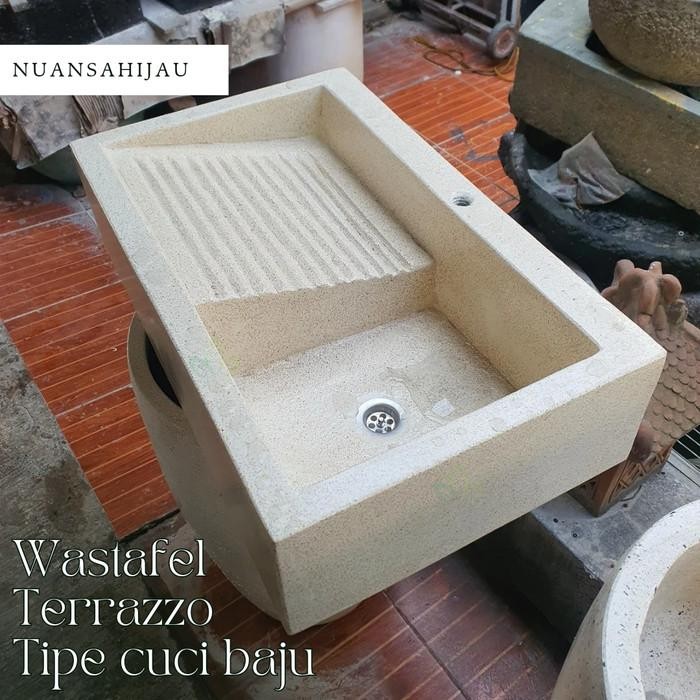 (Allthebest) wastafel Terrazzo untuk cuci baju (putih Terrazzo)