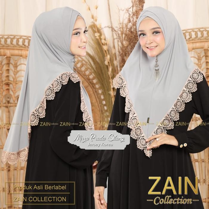 Jilbab Instan Mirna Silang Variasi Renda Prada Zain Collection