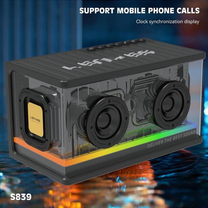 Tersedia Lenyes S839 Speaker Bluetooth Portable Transparan Rgb Light Tws Wireless
