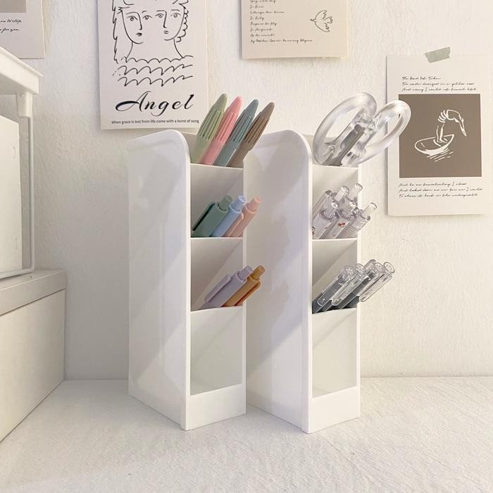 

ID [MILOLI] 3 SLOT WHITE PEN HOLDER DESKTOP PENCIL STORAGE BOX ORGANIZER KOTAK PENSIL TABUNG PENA -