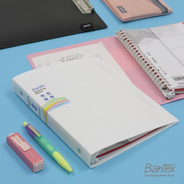 

KOIC Bantex A5 Trendy Multi Ring Binder 20 Hole White 3124 07