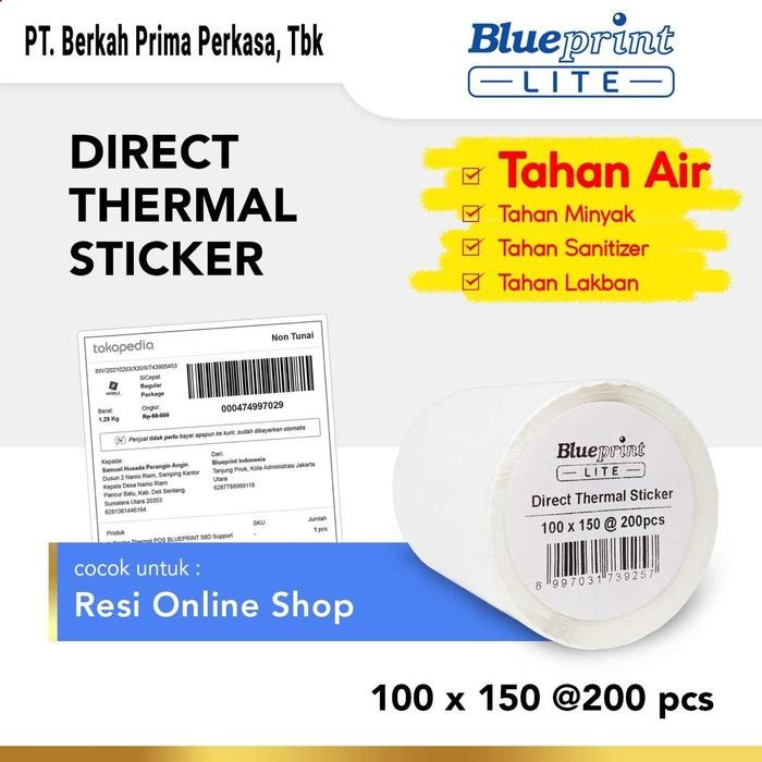 

KOIC Direct Thermal Sticker Label Resi Blueprint Lite 100X150 Mm 200Pcs