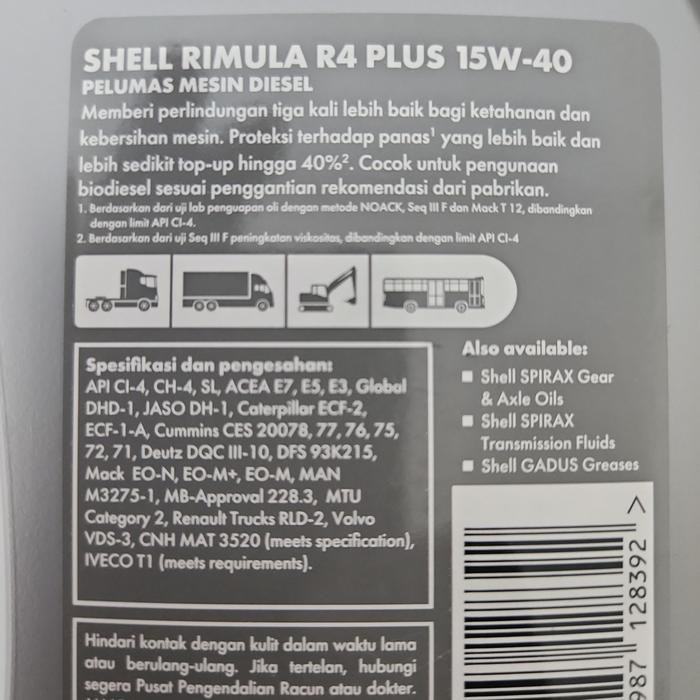 Oli Mobil Diesel Genset Diesel Shell Rimula R4 Plus (1 Liter)
