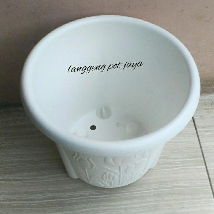 Bisa Termin Pot Tanaman Plastik Putih Tulip Ukuran 25Cm