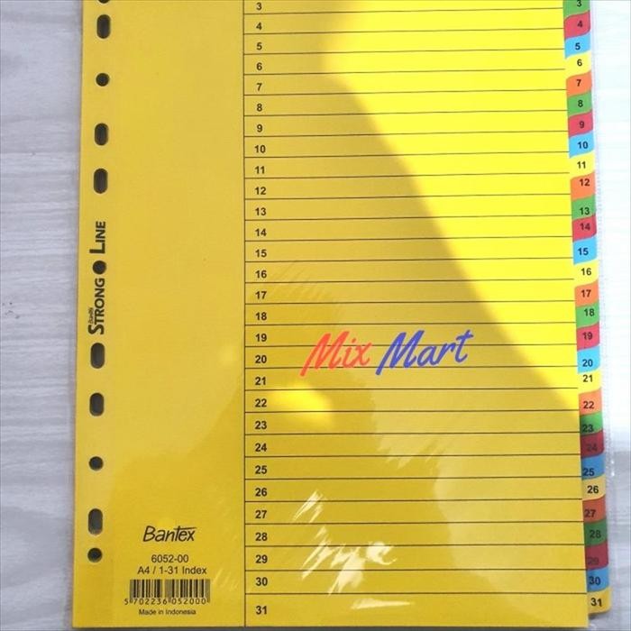 

Promo Divider Bantex 6052 A4 Index 1-31 Cardboard Pembatas File
