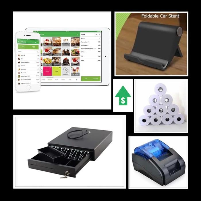 ready paket mesin kasir android full set tablet + printer + cash drawer + pos