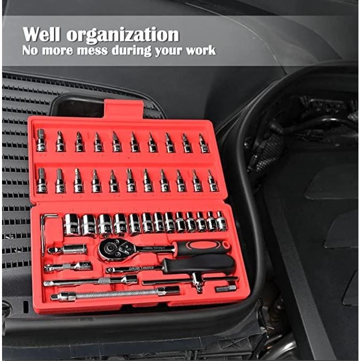 Kunci Shock Set Kunci Pas Alat Tukang / Kunci Pas Set Kunci Sok 46 PCS