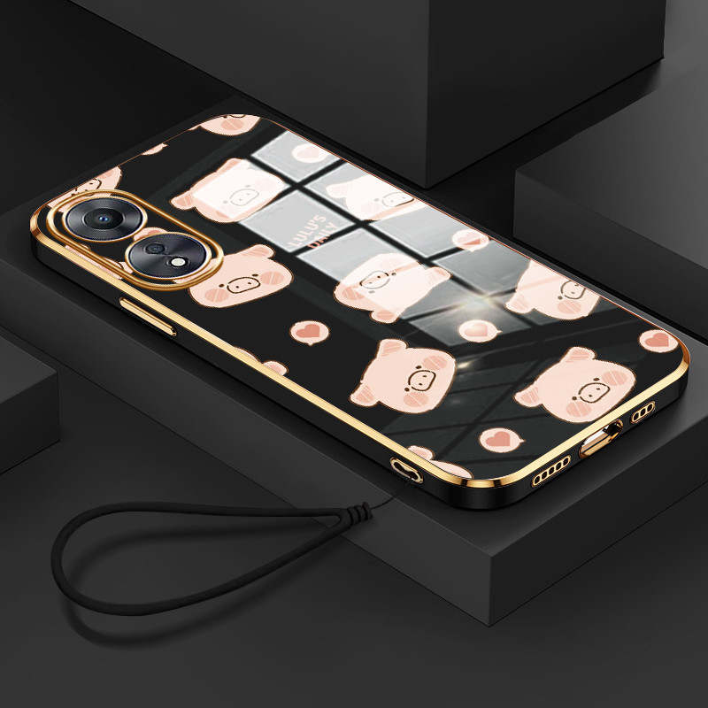 Casing Hp Untuk OPPO A58 4G A78 4G Case Casing Pasangan Kucing dan Babi pola Kesing Cesing Ponsel Si