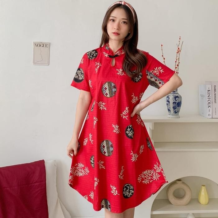 dress cheongsam jumbo/batik cheongsam jumbo/baju imlek/imlek 47856