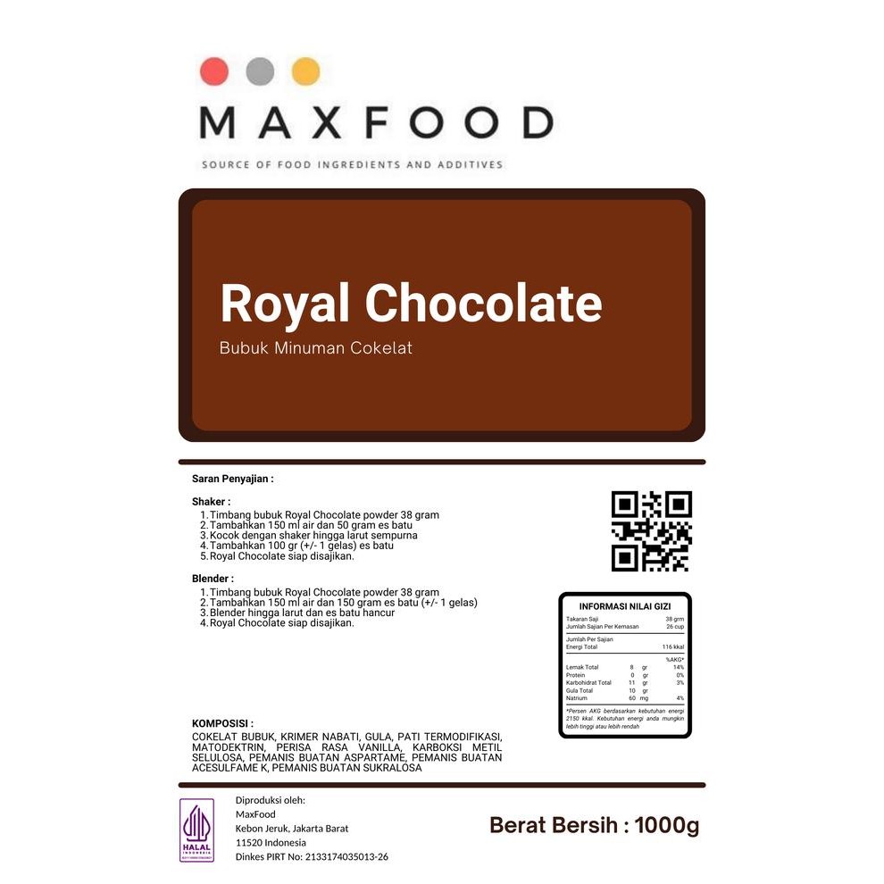 

Royal Chocolate/ Royal Coklat/ Bubuk Minuman Royal Coklat 1Kg