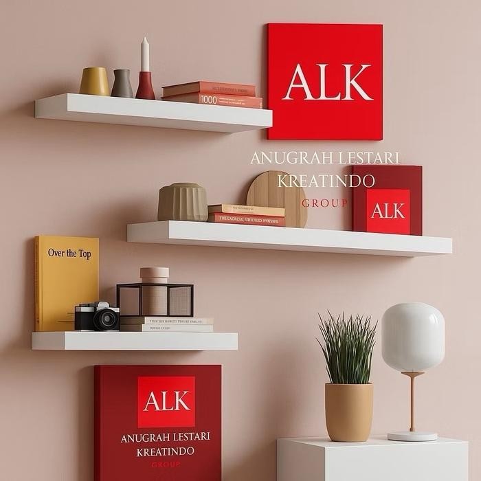 

New [1 Set isi 3 rak] TANPA BOR Rak ambalan dinding gantung serbaguna kosmetik Kayu Putih hitam