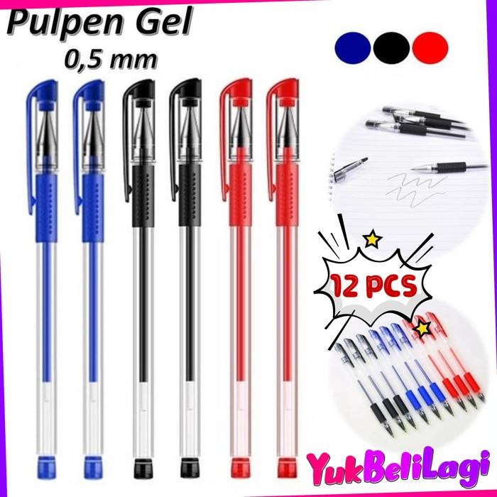 

New YBL C0D BUNDLING 12PCS Pena Gel 0.55mm Standard TST ISI 12PCS 1 LUSIN / SELUSIN Pulpen tinta
