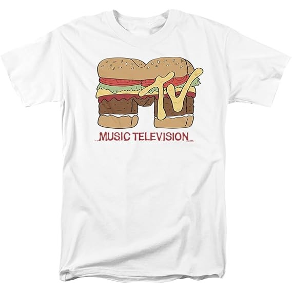 Kaos Logo Hamburger MTV Katun CrewNeck Unisex Pria Wanita