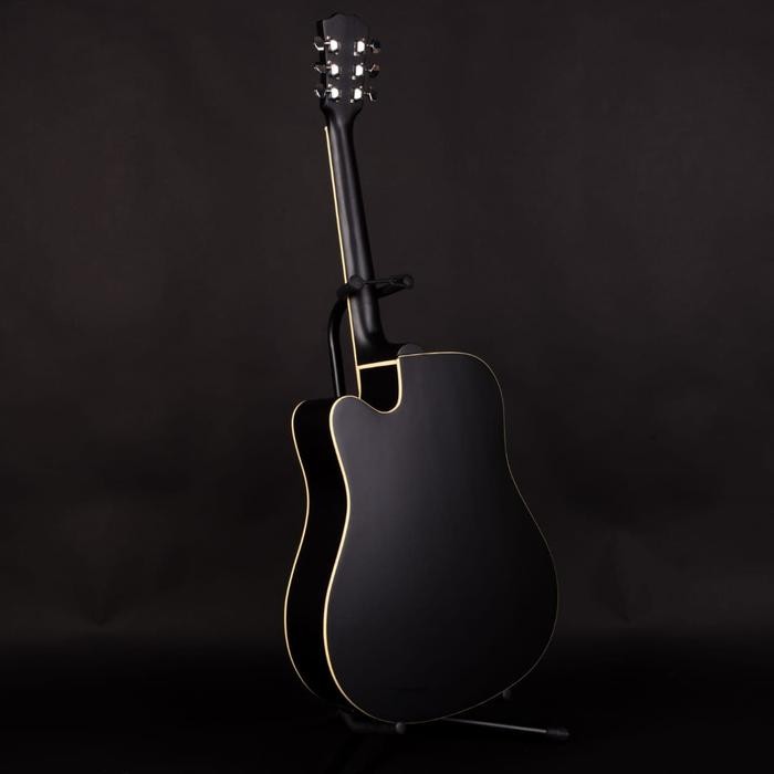 Gitar Akustik Elektrik Tuner Mandalika De Ticco Series Hitam Fullset