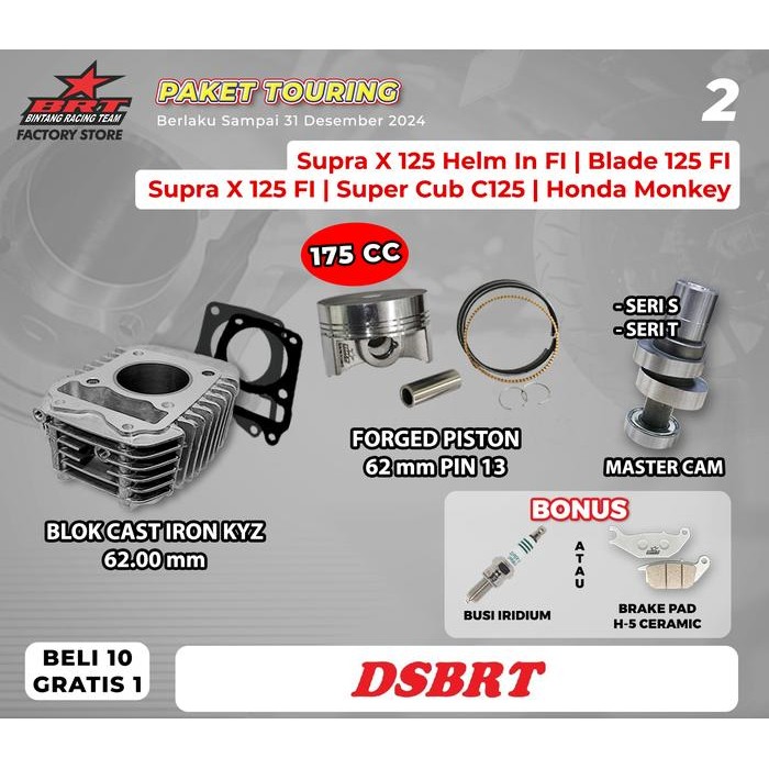 PAKET BORE UP BRT BLOK + NOKEN AS CAM SUPRA X 125 FI BLADE 125 FI BORE UP 150 155CC 175CC