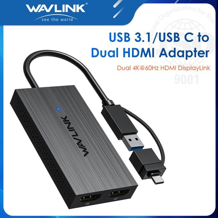 SALE WAVLINK USB-C KE DUAL HDMI ADAPTER DISPLAYLINK DUAL 4K@60HZ MONITOR HUB