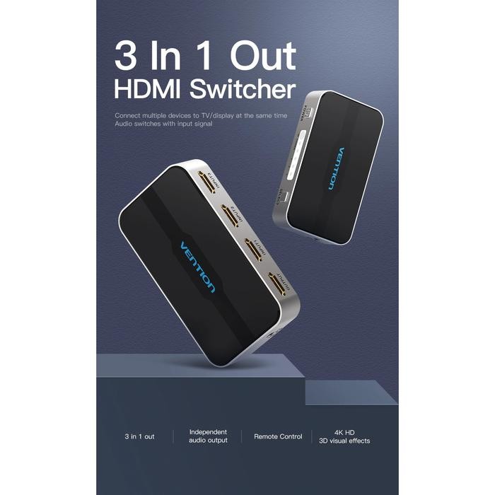 VENTION AFJ HDMI SWITCHER 3 INPUT 1 OUTPUT AUX OPTICAL