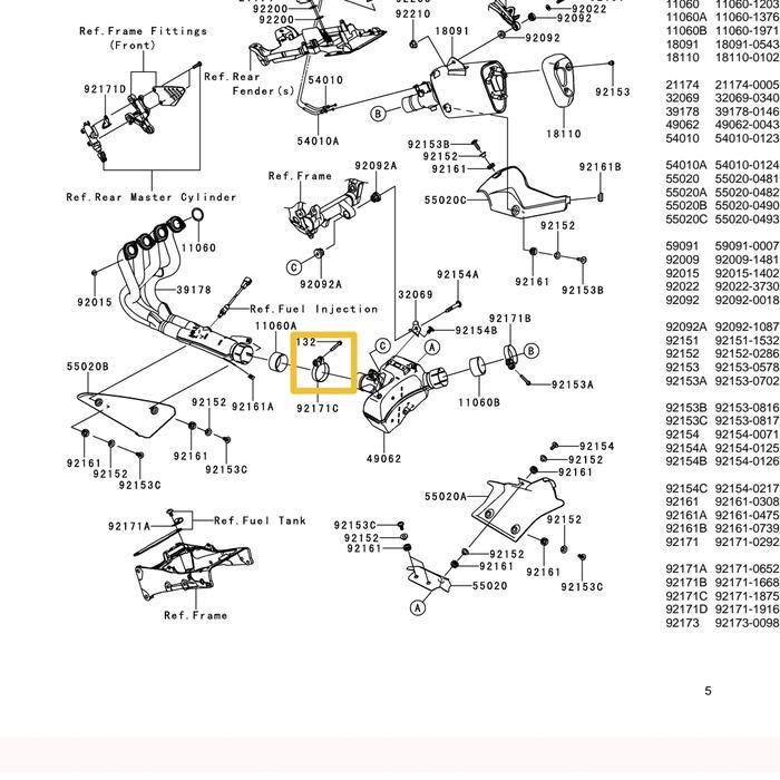 Clamp Klem Leher Knalpot Kawasaki Zx6R Zx6 R Zx 6R Lama Original Kgp