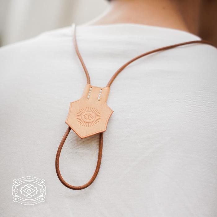 

promo soca leatherworks adjustable leather lanyard id card kulit